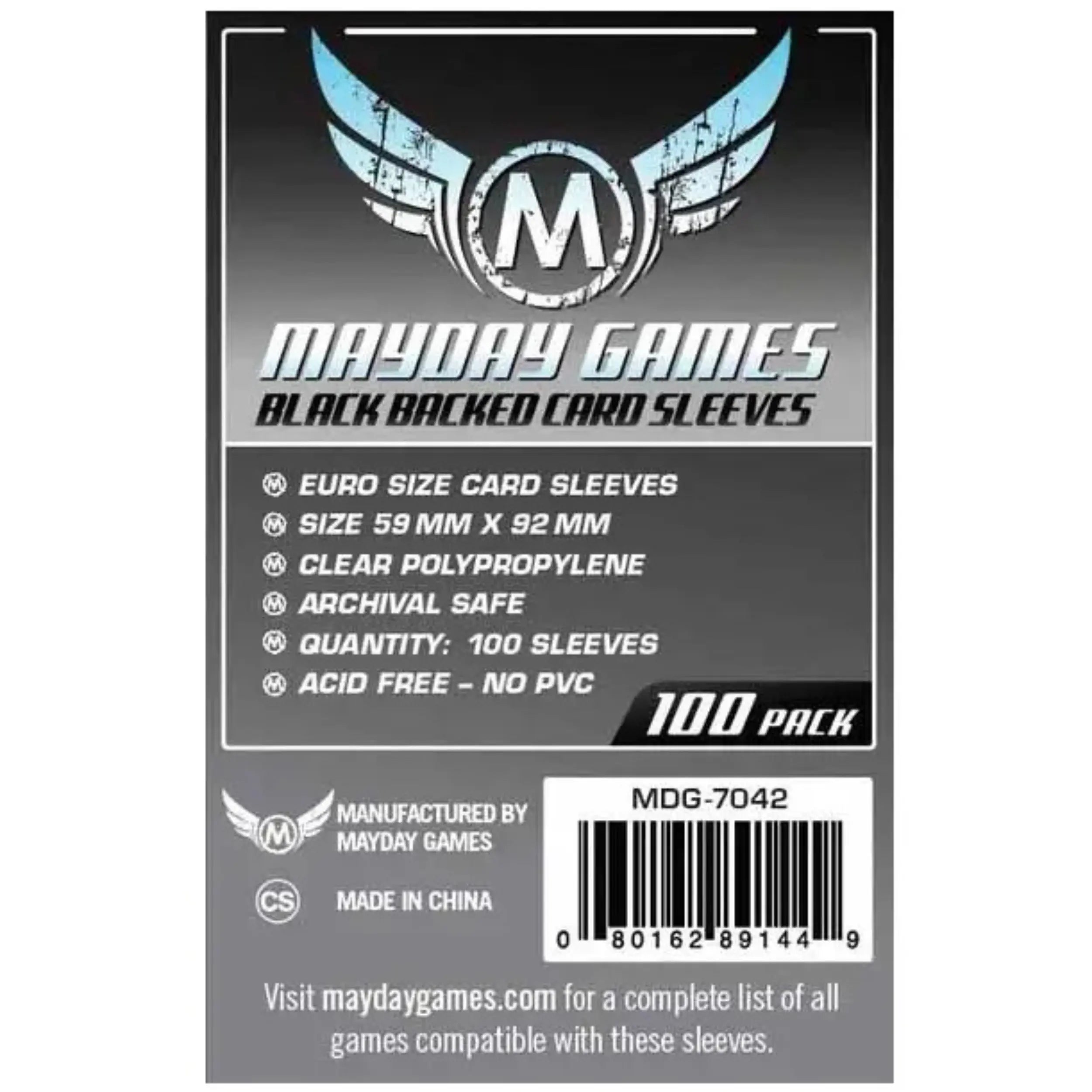 Euro Card Sleeve -Black Backed (Pack of 100) -59 MM X 92 MM