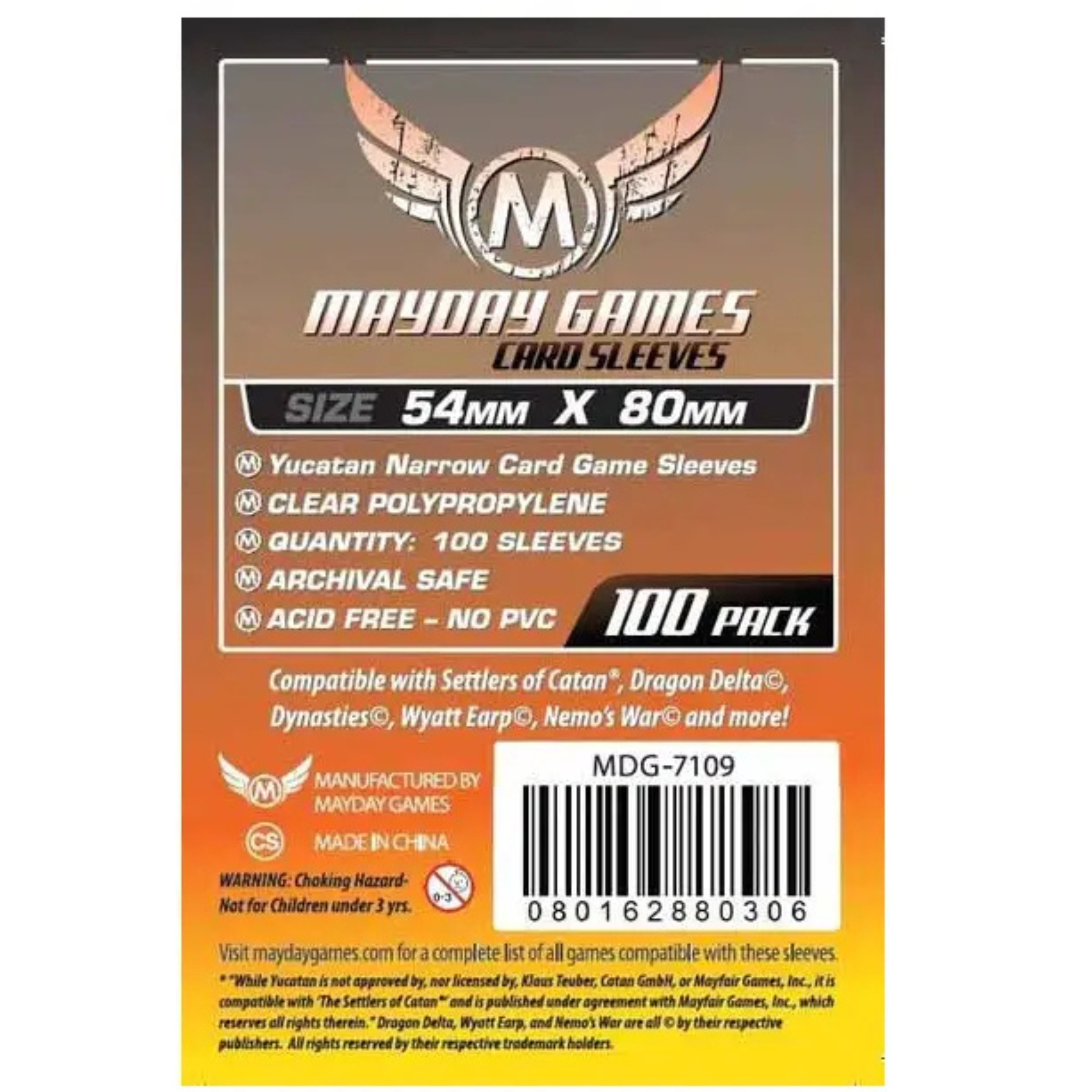 54x80 card sleeves Wholesale Yucatan Narrow Game 54 X 80 MM - 100 Pack for your store With a thickness of 60 microns Mayday Games Yucatan Narrow Card