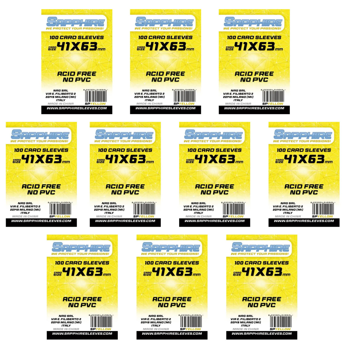 10 Pack Bustine 41 × 63 mm – Yellow Sapphire (41x63)