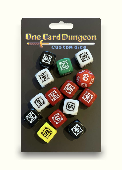 One Card Dungeon - Set of 14 Custom 8-bit Dice